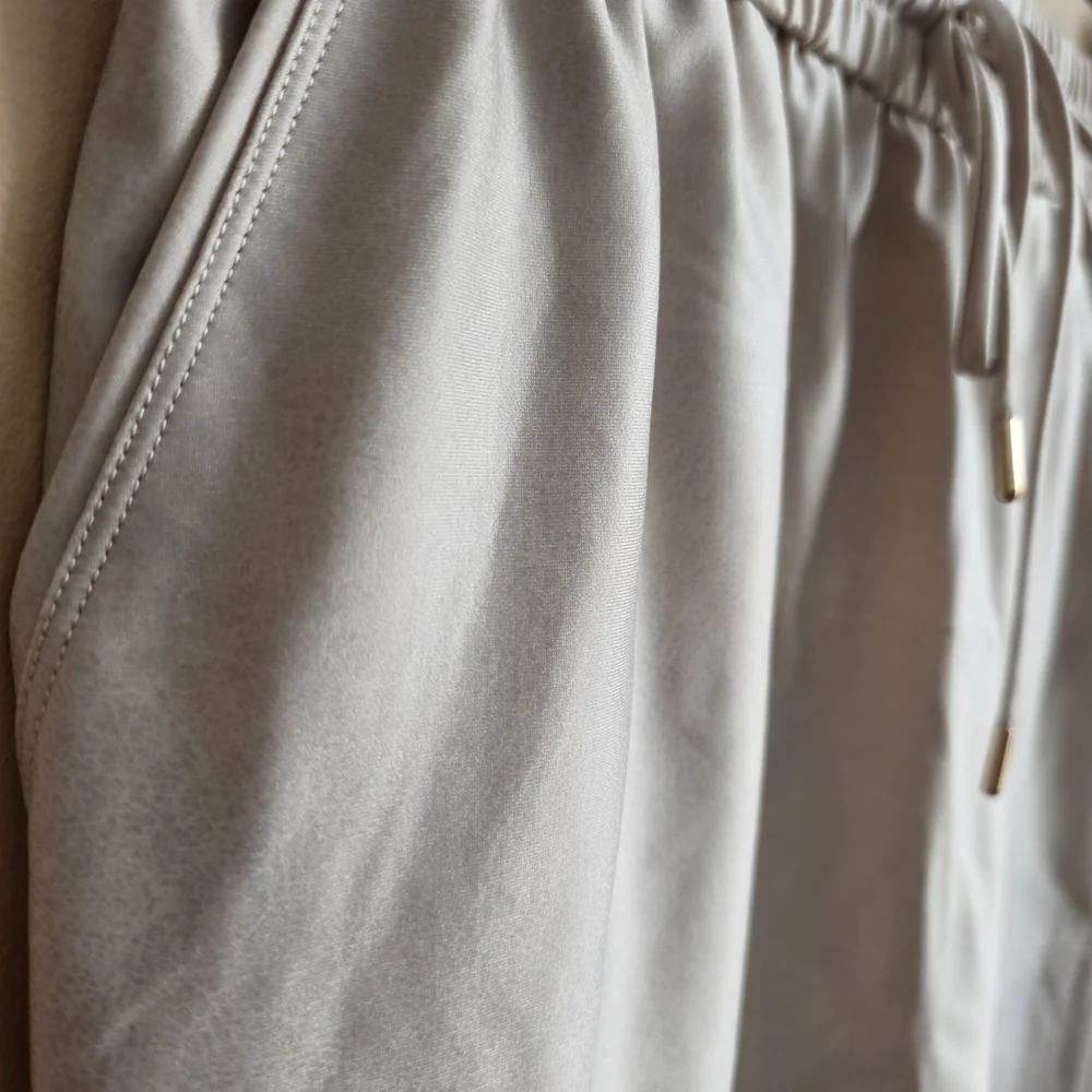 Maison d'Amelie Paris Faux Suede Drawstring Mini Skirt in Tan/Beige - Size‎ M
